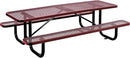 Global Industrial 8’L Rectangular Picnic Table, Expanded Metal, Red Thermoplastic Coating, Attached Benches, 1-1/2” Umbrella Pole Hole, Outdoor-Rated, 1000 lb Capacity, 96” x 30” Tabletop by GreenHaven Gardens
