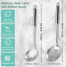 Pleafind 2-Pcs Ladle and Slotted Spoon, Soup Ladle and Strainer Spoons, Stainless Steel Cooking Spoon and Skimmer Spoons, Kitchen Utensils, Wok Utensils for Home and Restaurant, Dishwasher Safe by CozyNest Decor