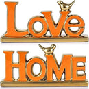 Love Sign Decoration - Orange & Gold Signs for Home Decor, Personalized Love Decor with Gold Bird Sculpture (2 Pcs) by CozyNest Decor