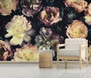 Dark Vintage Floral Wallpaper Large Peony Flowers Wall Mural Bedroom (Not Peel and Stick) by CozyNest Decor