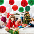 Red-Green White Party-Decorations Christmas Flowers Lanterns - 15PCS Italian Mexican Independence Day Paper Tissue Pom Poms Streamers,Mexico Italy Birthday Baby Shower Wedding Hanging Decor Hugfond by CozyNest Decor