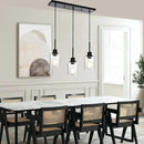 Modern 3-Light Pendant Island Light Fixture Black Ceiling Hanging Lights with Clear Seeded Glass and Adjustable Cord,Industrial Pendant Lighting for Kitchen Living Room Dining Room Foyer by CozyNest Decor