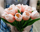 Buart Artificial Tulip in Bulk for Home Kitchen Wedding Bridal Bouquet,Fake Flowers for Valentine's Day Mother's Day Easter Table Centerpieces Decorations(Peach,Real-Touch,12pcs) by CozyNest Decor