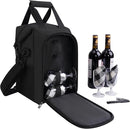 ALLCAMP 4 Bottle Wine Gift Bag - Insulated Tote Cooler, Adjustable Strap, Includes 4 Wine Glasses, Napkins & Corkscrew, Portable Travel Gifting (Black) by TinyTreasures Baby Boutique