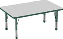 FDP Rectangle Activity School and Classroom Kids Table (30 x 48 inch), Chunky Toddler Legs, Adjustable Height 15-24 inches - Gray Top and Green Edge by CozyNest Decor