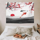 Japanese Koi Fish Tapestries, Cherry Blossoms Asian Oriental Flower Branch Koi Fish Carp Tapestry Wall Hanging for Bedroom Living Room Office Decor 40"x30" by CozyNest Decor
