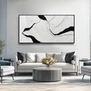 Framed Minimalist Wall Art 24"x48" Black and White Abstract Print Poster Line Canvas Modern Artwork for Living Room Bedroom Office Decor by CozyNest Decor