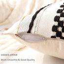 Boho Throw Pillow Covers 18x18 Set of 2 Farmhouse Decorative Cushion Case Striped Square Pillows Cover Chenille Pillow Cases Accent Neutral Pillowcase for Sofa Couch Bed,Black by CozyNest Decor