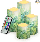 Ystardream Tropical Leaf Flameless Candles with Remote Battery Operated Candles Realistic LED Candles with Remote and Timer Set of 4 for Home Wedding Birthday Decorations by GreenHaven Gardens