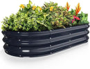 Kesfitt Raised Garden Bed Kit,Outdoor Galvanized Planter Raised Boxes with Safety Edging and Gloves,Large Metal Raised Garden Beds for Gardening Vegetables,Fruits,Flower(4x2x1FT) by GreenHaven Gardens