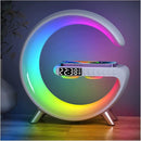 Smart LED Table Lamp, 4-in-1 Wireless Charger, Night Light, Alarm Clock, and Bluetooth Speaker with App Control for Bedroom, Office, and Home Decor (White) by TinyTreasures Baby Boutique