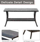 Patio Tables Outdoor Coffee Table - Wicker Rattan Coffee Tables with 2-Tier Storage Shelf Side Table for Porch Deck Balcony Garden Outside Rectangle Brown by GreenHaven Gardens