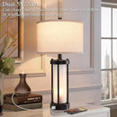 RORIA Set of 2 Modern Table Lamps for Living Room with 2 USB Ports, White Frosted Glass Nightlight for Bedroom, Contemporary Desk Lamps for Nightstand End Table Entryway, 4 Bulbs Included (Black) by CozyNest Decor