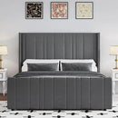 HOMBCK Queen Bed Frame Upholstered Bed with Velvet Headboard & Footboard, Vertical Channel Tufted Design/Wooden Slats/Noise Free/No Box Spring Needed/Easy Assembly, Grey by CozyNest Decor