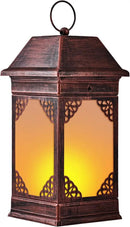 14" Solar Lanterns Outdoor Waterproof, Glass Flickering Flame Solar Lantern, Hanging Metal Lantern Decorative for Patio Front Porch Garden Backyard Tabletop Party Decoration by CozyNest Decor