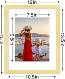 Vittanly 11x14 Picture Frames Set of 9, Shatter Resistant Plexiglass, Display 8x10 Pictures with Mat or 11x14 without Mat, Photo Frames for Wall or Tabletop, Engineered Wood, Gold by CozyNest Decor