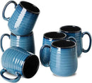 Hasense Porcelain Coffee Mugs Set of 6, 15 Ounce Large Ceramic Coffee Cups Set with Handle for Latte, Tea, Cocoa and Hot Chocolate, Blue Coffee Mugs for Men and Women, Microwave Safe by CozyNest Decor