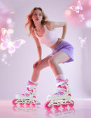 2PM SPORTS Vinal Girls Adjustable Flashing Inline Skates, All Wheels Light Up, Fun Illuminating Skates for Kids Men Adult Women and Boys by TinyTreasures Baby Boutique