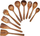 Wooden Spoons for Cooking,10 Pcs Natural Teak Wooden Kitchen Utensils Set Wooden Utensils for Cooking Wooden Cooking Utensils Wooden Spatulas for Cooking by CozyNest Decor