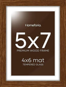 Homeforia 5x7 Brown Picture Frame, High End Dark Oak 5x7 Wooden Frames with Mat 4x6 Photo, 5 x 7 Walnut Wood Frame Matted to 4 x 6 Print, 7x5 Wall or Tabletop Frame, Tempered Glass, Wall Kit, Set of 1 by CozyNest Decor