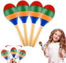 2 Pcs Maracas Hand Percussion Rattles, PLULON Colorful Wooden Maracas Rumba Shakers Rattle Latin Musical Instrument for Kids Adults Game Playing, Mexican Fiesta Cinco De Mayo Party Favors Supplies by TinyTreasures Baby Boutique