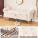 Furniliving 51” Storage Benches, End of Bed Bench with Button-Tufted Large Upholstered Storage Ottoman Linen Window Bench with Storage Shoe Cabinet Bench, for Bedroom, Entryway, Closet, Beige by CozyNest Decor