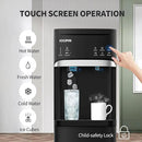 Self Cleaning Hot and Cold Bottom Load Water Cooler Dispenser with Ice Maker for 5 Gallon 3 Temperature Settings 22lbs Daily Capacity Black by CozyNest Decor