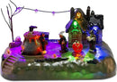 Halloween Village Witch Cauldron Bubble Figurine with Lit House Spooky Town Indoor Decoration Accessories for Holiday Display, Battery Operated by CozyNest Decor