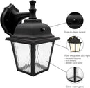 Maxxima LED Porch Lantern Outdoor Wall Light Fixture - Black, Clear Water Glass, Photocell Sensor, 875 Lumens, 3000K Warm White, Dusk to Dawn Light Sensor, Exterior Decorative Light by GreenHaven Gardens