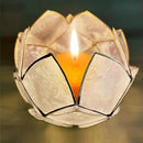 Blooming Lotus Capiz Shell Tealight Candle Holder, Handcrafted Decorative Tea Light Candleholder with Translucent Flower Petals for Ambient Illumination and Natural Elegance, Natural by CozyNest Decor