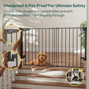 Cumbor 31.6-48" No Bottom Bar Baby Gate for Stairs, 2-in-1 Auto Close Dog Gate Indoor, Hardware Mounted Pet Gate for Doorways with Large Walk Thru Door, Child-Proof Safety Gate for Kids (Black) by TinyTreasures Baby Boutique