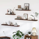 Floating Shelves for Wall, 55"x9.3" Rustic Solid Live-Edge Elm Wood Wall Shelves, Heavy-Duty Floating Shelves with Invisible Brackets, Set of 2 for Living Room, Bedroom, and Kitchen, Walnut Finish by CozyNest Decor