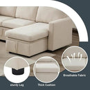 7 - Seater Sofa Bed, Large U - Shaped Modular Sectional Sofa, Oversized Pull - Out Sleeper with Storage for Living Room, Beige by CozyNest Decor