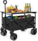Collapsible Wagon with Table, Large Capacity Foldable Wagons Carts, Beach Wagon with Big Wheels, Heavy Duty Beach Car Utility Wagon for Outdoor Park, Shopping, Sports, Camping, Garden by GreenHaven Gardens