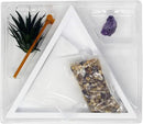 Nature's Mark Mini Zen Garden Kit for Desk with White Sand, Rake, White Base, Salt Rock and Air Plant (Triangle) by GreenHaven Gardens