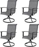 Grand patio Outdoor Swivel Dining Chairs 4-Piece Patio Dining Chairs Set Mesh Sling Patio High Back Swivel Rockers, Black & Grey Plaid by GreenHaven Gardens