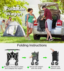 Beach Wagon,Collapsible Wagon 220lbs with Big Wheels FoldableWagon Carts,Portable Utility for Garden Grocery Sports Camping All Terrain-Black by GreenHaven Gardens