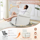 Manual Rocker Recliner Chair with Glider Motion for Nursery, 150° Recline & Wide Armrests - Overstuffed Leather Nursery Chair for Small Spaces, Living Room, Bedroom by TinyTreasures Baby Boutique