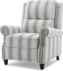 UIXE Pushback Recliner Chair Push Back Accent Chair, Fabric Overstuffed Armchair for Living Room, Rivet Trim Club Chair Home Theater Single Sofa Bedroom Reading Seat - Stripe Gray by CozyNest Decor