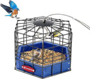 Kingsyard Squirrel Proof Platform Bird Feeder for Outdoor Hanging, Caged Bird Feeder for Bluebird Mealworm, Recycled Plastic Feeding Platform with Metal Mesh Tray, Special for Small Birds, Blue by GreenHaven Gardens