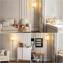 Ambimall Floor Lamp with 3 Color Temperatures Bulb & Pull Chain Switch, 64" Standing lamp, Beige Square Shade & Black Pole by CozyNest Decor