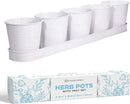 SCANDINORDICA White Herb Planter 5 Pots with Drainage Holes and Tray, Windowsill Planter, Indoor/Outdoor Herb Pots by GreenHaven Gardens