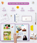 popotop Photo Album Self Adhesive with Picture Display Window,40 Pages DIY Scrapbooking Supplies Kit for 4x6 8x10 Picture,Linen Cover Memory Book for Baby Wedding, with Scraper and Metallic Pen by TinyTreasures Baby Boutique