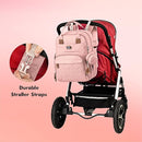 Dikaslon Diaper Bag Backpack with Portable Changing Pad, Pacifier Case and Stroller Straps, Large Unisex Baby Bags for Boys Girls, Multipurpose Travel Back Pack Moms Dads, Pink by TinyTreasures Baby Boutique