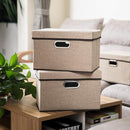 PRANDOM Collapsible Storage Cubes with Lids [3-Pack] Jute Fabric Foldable Storage Boxes Organizer Containers Baskets Bins with Cover for Home Bedroom Closet Office Nursery (14.9x9.8x9.8) by TinyTreasures Baby Boutique