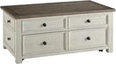 Signature Design by Ashley Bolanburg Farmhouse Lift Top Coffee Table with Drawers, Antique Cream & Brown by CozyNest Decor