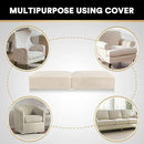 PrinceDeco Velvet Couch Cushion Cover Stretch Sofa Seat Covers Washable Cushion Slipcover for Chair Love Seat Sofa Cushion Furniture Protector Seat Cushion Sofa Cover (Each Width Up to 29.5", Ivory) by CozyNest Decor