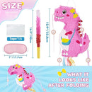 WERNNSAI Foldable Dinosaur Piñata - Pull String Dinosaur Birthday Party Supplies Extendable Piñata with Blindfold Bat and Tassels Dinosaur Birthday Decoration Pink Dinosaur Piñatas for Classroom Game by TinyTreasures Baby Boutique
