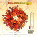 24" Fall Wreath for Front Door Outside - Sunflower, Pumpkin, Berry & Maple Leaves | Weatherproof Autumn Outdoor Wreaths with Hanger Hook for Thanksgiving, Harvest by CozyNest Decor