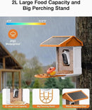 Smart AI Bird Feeder with Camera: Solar-Powered, 2K Live Video, Bird‘s Species Identification, Arrival Alerts, and Motion Capture –Wireless Bird Camera for Watching Birds (Orange) by CozyNest Decor